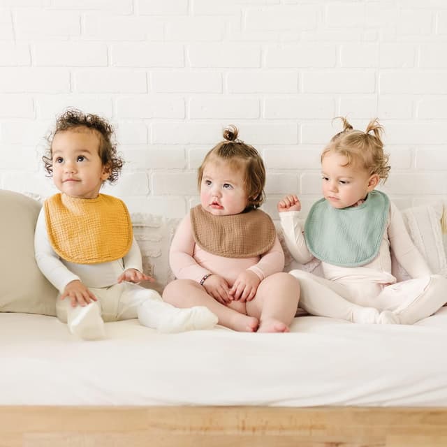 Detalle de Konssy Muslin Baby Bibs 8-Pack (Cotton Muslin Front, Fleece Back) for Teething & Drooling