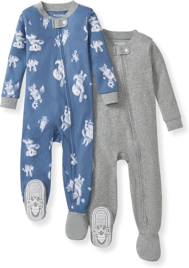 Detalle de Burt's Bees Baby baby-boys Organic Cotton Zip-Up Footie Sleeper Pajamas (1-Piece)