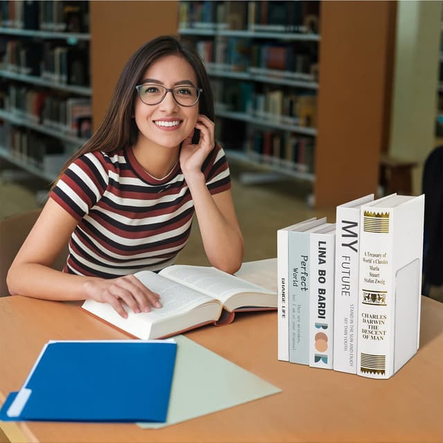 Detalle de Set da 8 fermalibri trasparenti grandi in acrilico (12×11,8×17,2 cm) rinforzati