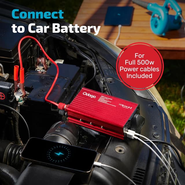 Detalle de Odoga 500W Power Inverter 12V to 230V with UK Plug Socket and USB-C (65W) / USB-A (18W)