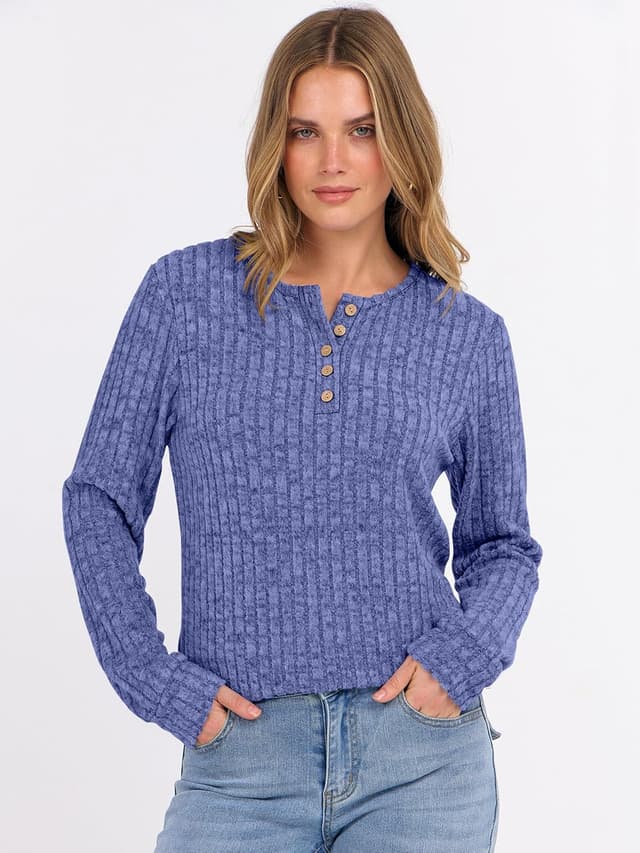 Thumbnail 1 de ANRABESS Womens Henley Tunic Top long sleeve