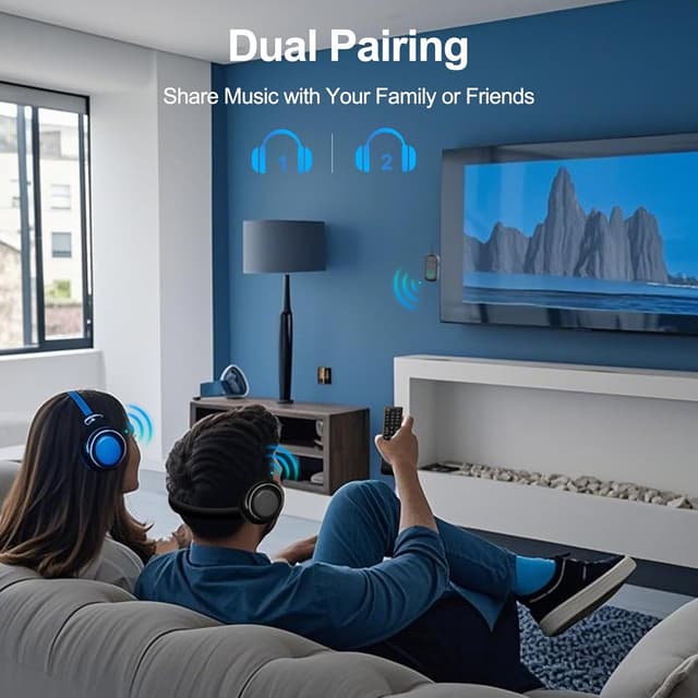 Detalle de Bluetooth 5.3 2-in-1 Transmitter Receiver (3.5mm) for TV, Car and Airplane — Dual headphone pairing