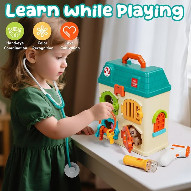 Detalle 2 de Lehoo Castle Kids Vet & Doctors Playset – Pet Clinic Role Play Set for Age 3+