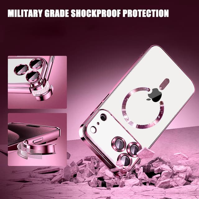 Detalle de Misscase Magnetic Clear Case for iPhone 17 Pro (6.3 inch) with Camera Lens Protector & Privacy Screen (Pink)