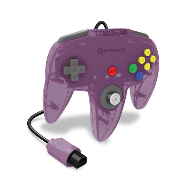Detalle de Hyperkin Captain Premium Wired Controller for Nintendo 64 (Amethyst Purple) — Ergonomic 10 ft Cable
