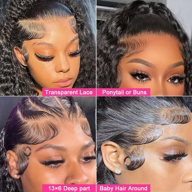 Detalle de NUEAHWO Water Wave Lace Front Wig 13x6