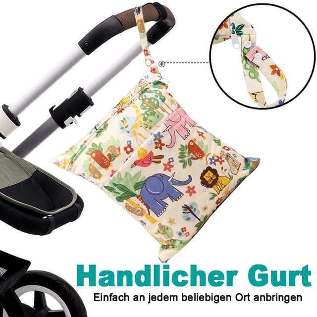 Detalle de Bynsaer Wetbag Stoffwindeln Nasstasche Wickeltasche (Farbe 06) – 2er Set für nasse & trockene Windeln