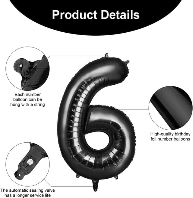 Thumbnail 2 de AOOSU Black number balloon 6, 40 inch
