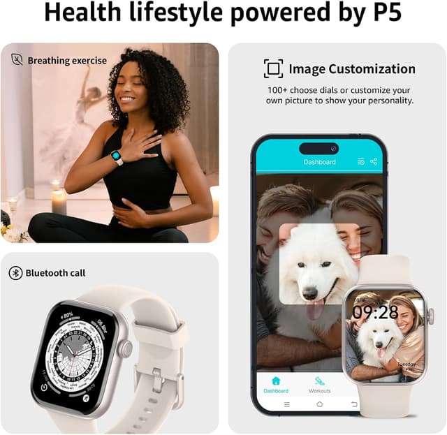 Detalle 1 de AcclaFit Smart Watch for Men Women (1.85") with Bluetooth Calls, Fitness & Health Monitoring