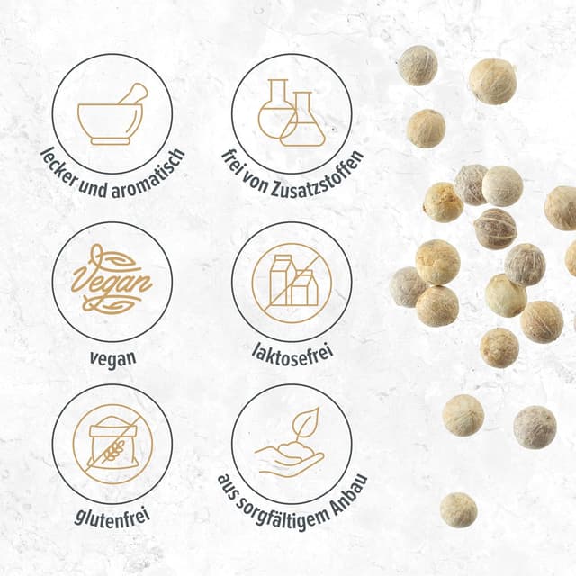 Detalle de Weiße Pfefferkörner Monte Nativo (500 g) – ganz, zum Kochen und Würzen