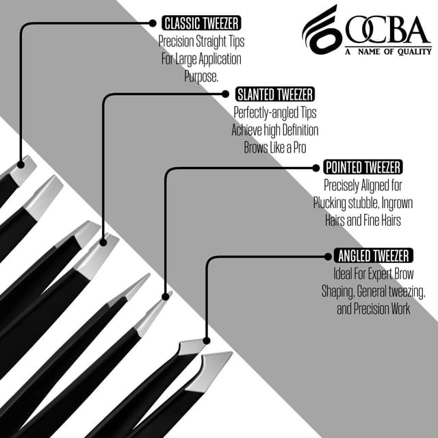 Detalle 2 de OCBA Pinzette professionali per sopracciglia 4 pezzi