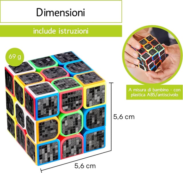 Detalle de CUBIDI Cubo Magico Speedcube 3x3 in carbonio “Tipo New York” per principianti ed esperti