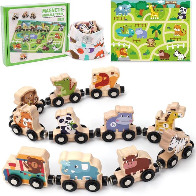 Imagen de Montessori Magnetic Wooden Train Set for Age 1+ 🚂 en OfertitasTOP