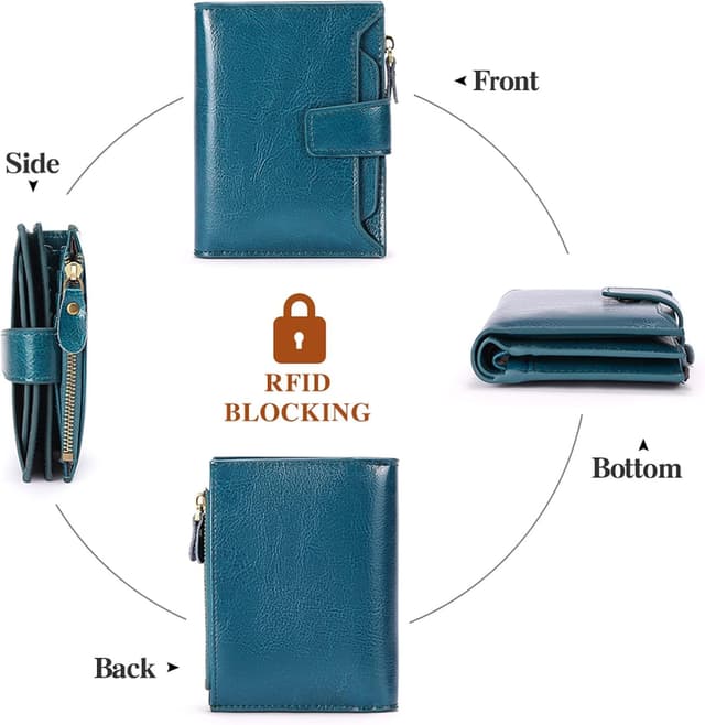 Detalle 2 de SENDEFN Women's RFID leather compact bi-fold wallet 👛