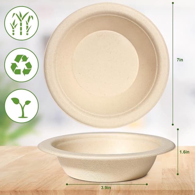 Thumbnail 1 de GREENESAGE 16oz Sugarcane Bowls Eco-friendly