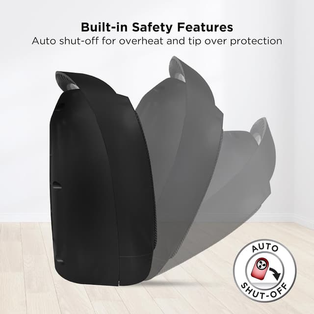 Detalle 2 de Russell Hobbs RHFH1006B 1500W PTC Ceramic Space Heater (Black) – Portable with Adjustable Thermostat