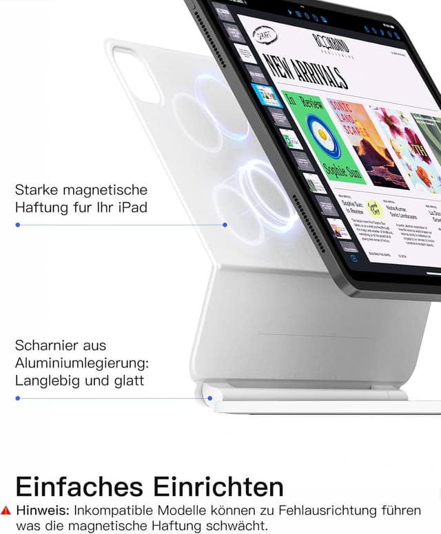 Detalle de Inateck NeoMagic Magnetische Tastaturhülle für iPad A16 11 Zoll (2025) & iPad 10. Gen 10,9 Zoll – mit Touchpad, Hintergrundbeleuchtung (KB09119)
