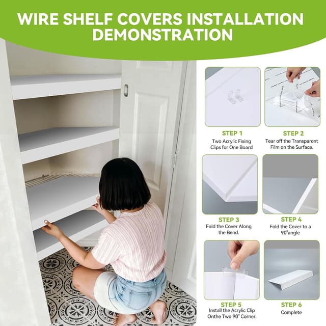 Detalle de 5 Pack Wire Shelf Covers (24 x 12) Faux Wood-Look PVC for Wire Racks