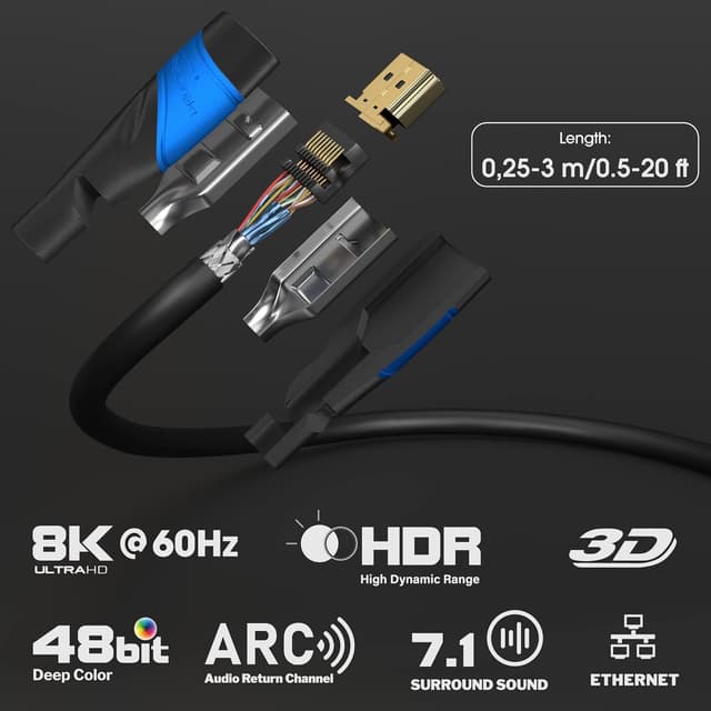 Detalle 2 de KabelDirekt HDMI 8K 3 m Kabel für 8K@60Hz