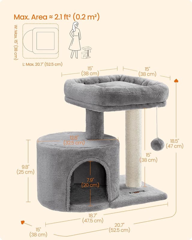 Thumbnail 6 de Feandrea Cat Tree PCT50WV1 – Compact cat tower with sisal scratching post