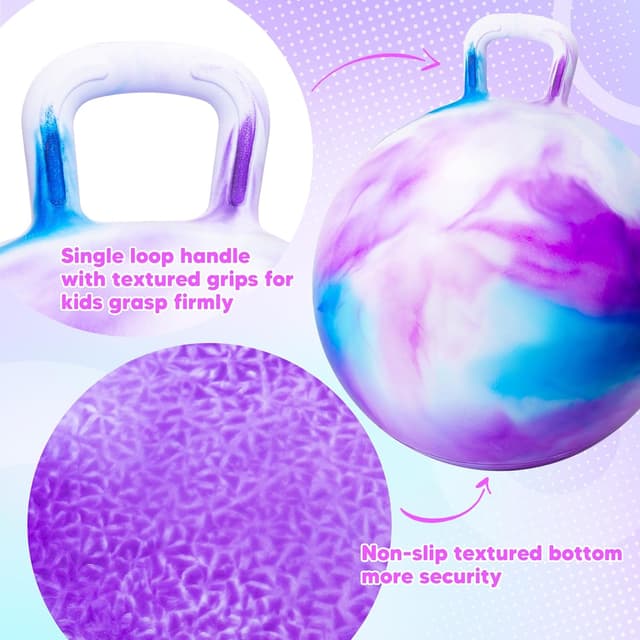 Detalle de INPODAK Space Hopper for Kids (20-inch) with Handle – jumping ball for ages 5 to 9