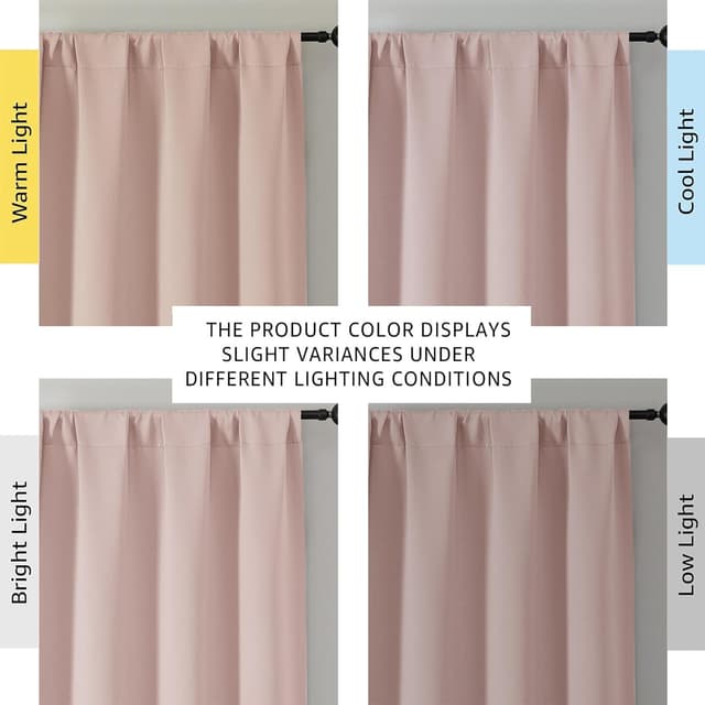 Thumbnail 6 de OWENIE Sally Blush Pink Blackout Curtains for Bedroom 2 Panels 🌟