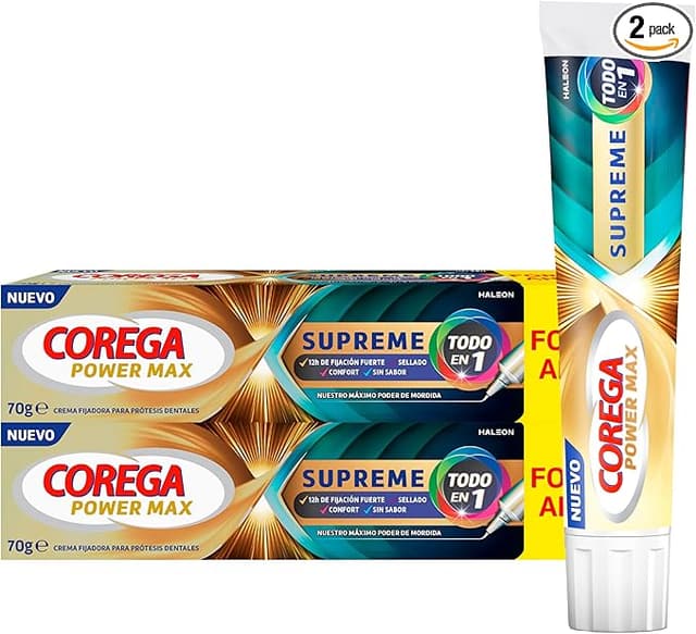 Imagen de Corega Supreme Todo en 1 😊 Crema Fijadora para Prótesis, Pack 2x70g en OfertitasTOP