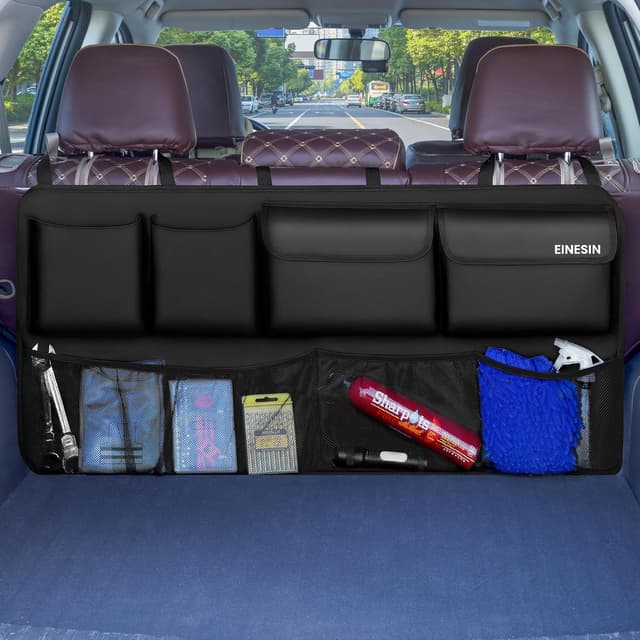 Detalle de Einesin Kofferraum Organizer Auto – Aufbewahrungstasche mit elastischer Aufhängestruktur (110 x 54 cm) für SUV