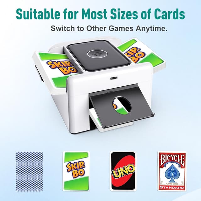 Detalle 2 de LAMZZP Automatic Card Shuffler (1–2 Decks) – Dual Mode, Rechargeable, Low-Noise Portable Shuffler