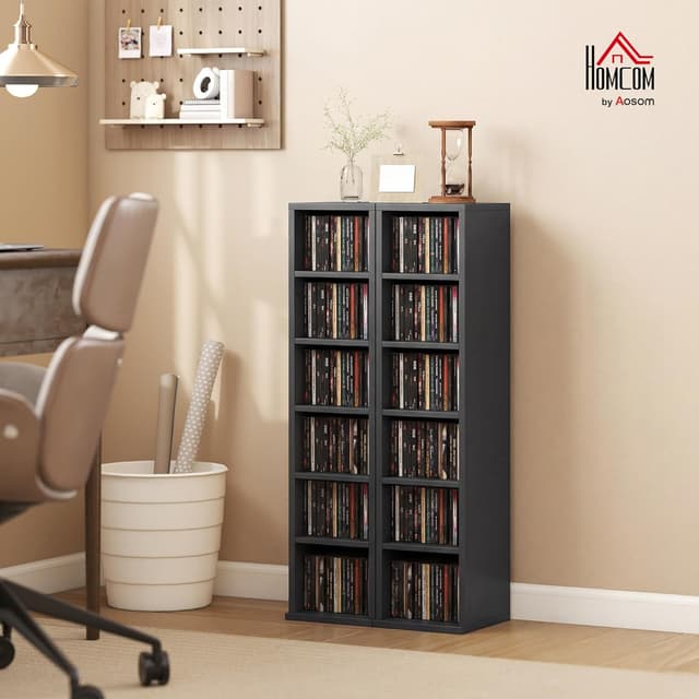 Thumbnail 1 de HOMCOM Lot 2 étagères CD Noir 12 compartiments