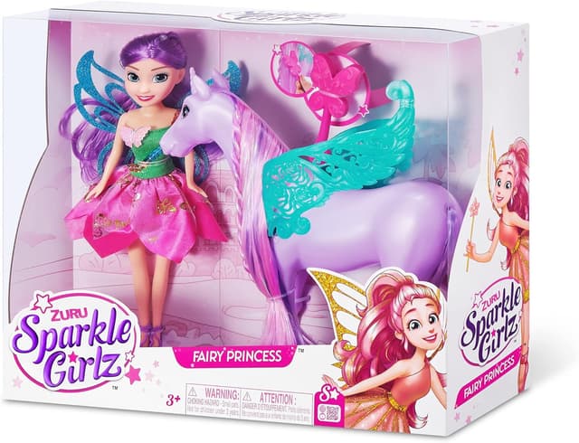 Detalle de Sparkle Girlz Fairy Princess avec poupée Licorne : ensemble licorne blanche et accessoires de coiffage