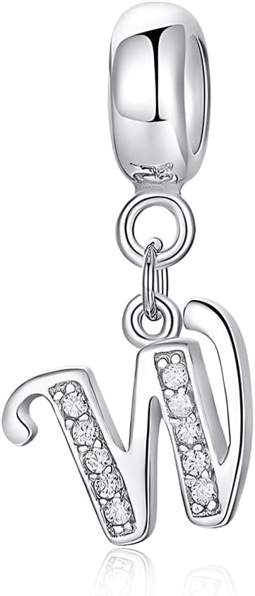 Detalle de LMLMECREA Damen Initiale W Charm-Anhänger aus 925 Sterling Silber für europäische Armbänder