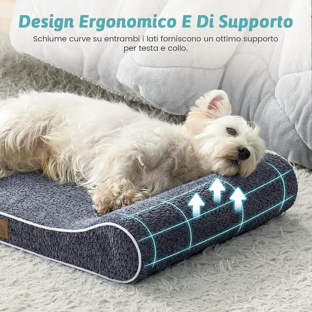 Detalle de COZY KISS cuccia per cani lavabile 90x60x13 cm a forma di barca, bordo rialzato, impermeabile e antiscivolo (fino a 29 kg) blu