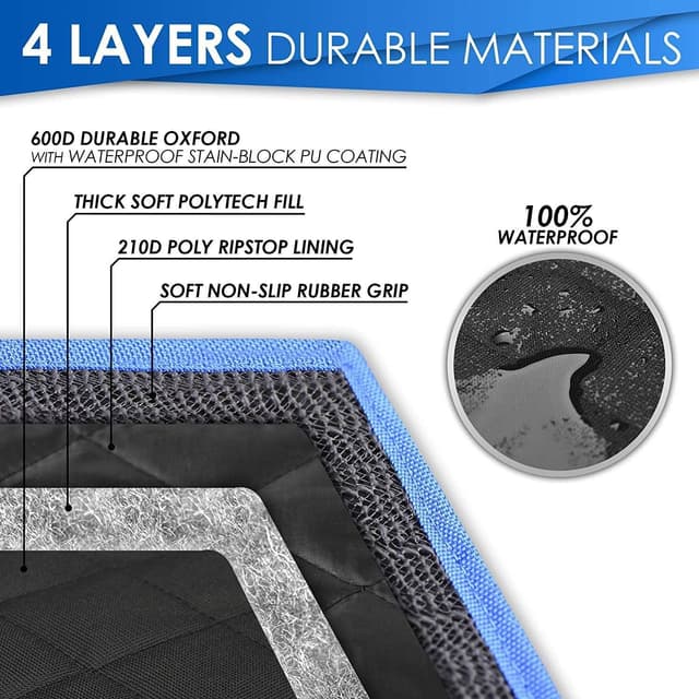 Detalle 2 de Dog Hammock for Car Back Seat with Mesh Window, Side Flaps & Zippered Padded Waterproof Cover