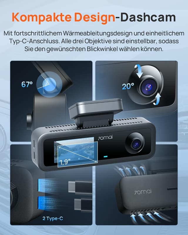 Thumbnail 6 de 70mai T800E 4K Dashcam 3‑Kanal