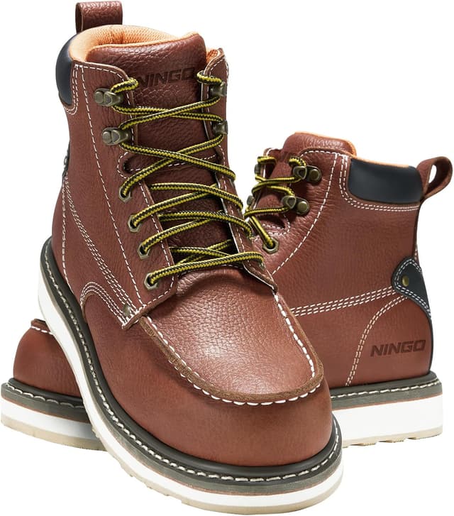 Detalle de HISEA NINGO Men’s 6-Inch Work Boots with Composite/Soft Toe, Water-Resistant Slip-Resistant Industrial Boots