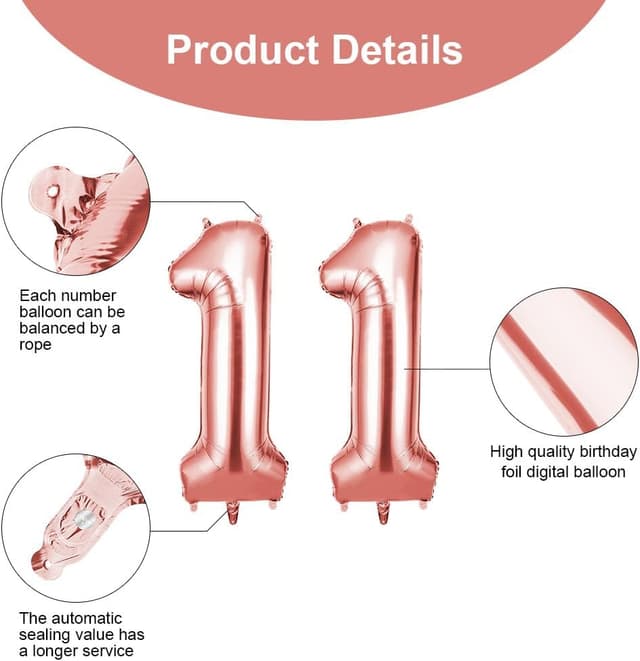 Thumbnail 2 de OFFCUP Zahlen Luftballon 11 Roségold 101 cm