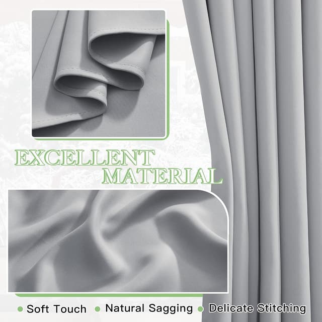 Thumbnail 6 de KGORGE Verdunklungsvorhang mit Ösen (2er-Set) Kurz fürs Schlafzimmer, hellgrau – 145 x 140 cm
