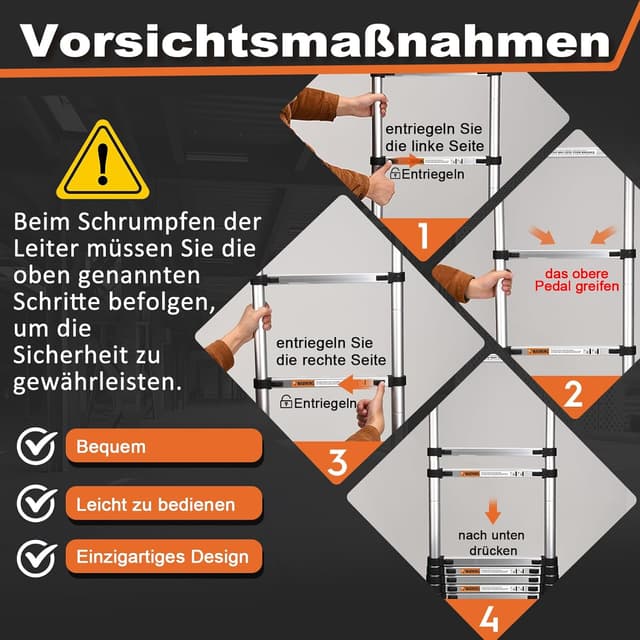 Thumbnail 3 de HBTower Teleskopleiter 3,8 m Aluminium mit Tragkraft 150 kg