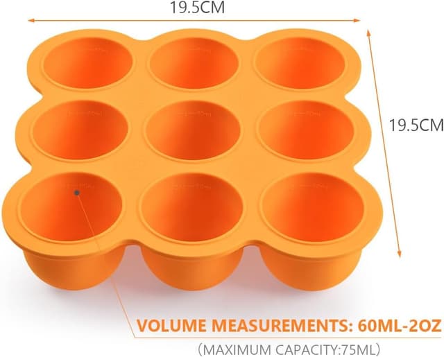Detalle 2 de Aolso contenitore per alimenti in silicone con coperchio e 9 scomparti (arancione)