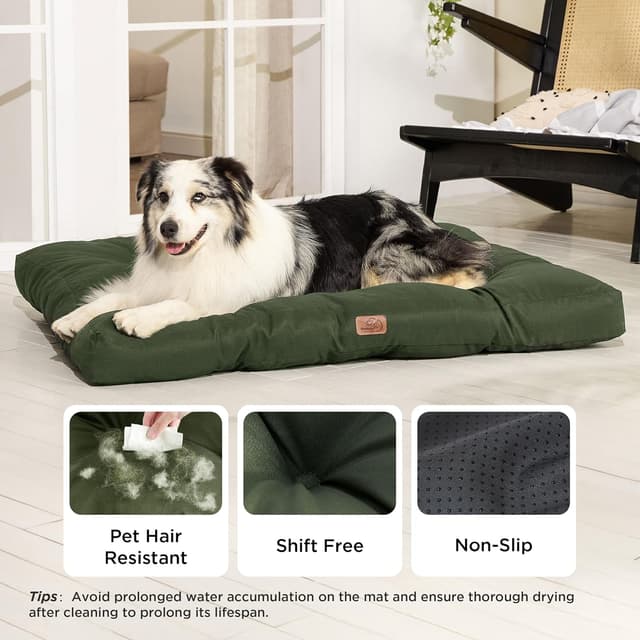 Detalle de Bedsure Washable Dog Bed Extra Large (111x89x9cm) – Oxford Fabric XL Crate Mattress in Green