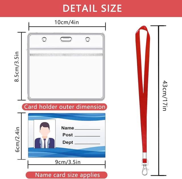 Detalle 2 de XHDA Red 50PCS Lanyards with Card Holders 50pc