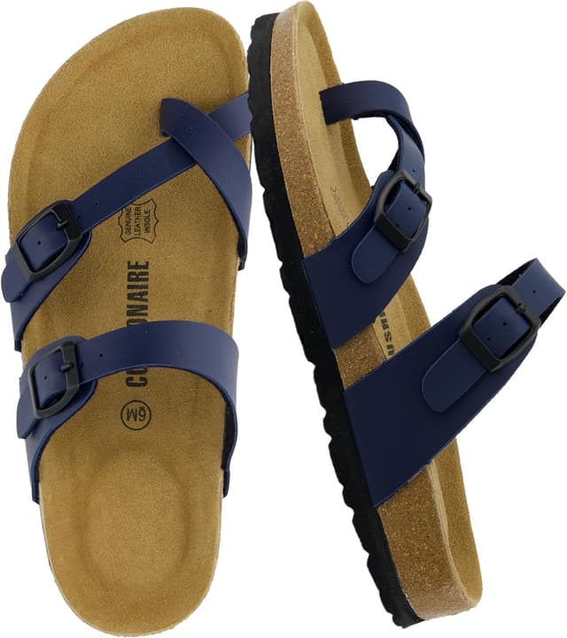 Detalle de CUSHIONAIRE Luna Sandals for Women — Cork Footbed Slip-On Sandals with Adjustable Straps (Wide Width Available)