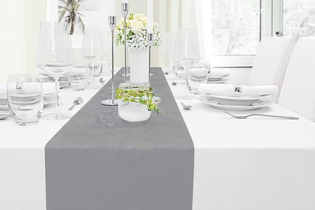 Detalle 2 de Dunkelgrauer Tischläufer 30 cm x 25 m
