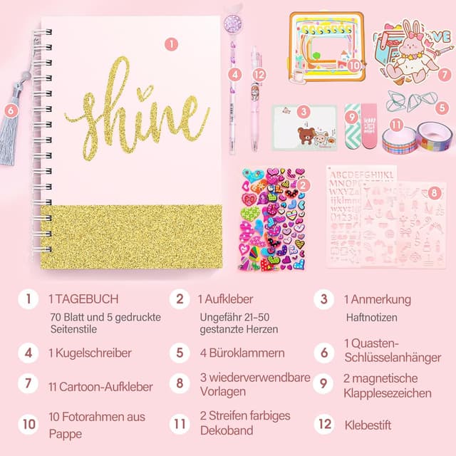 Thumbnail 1 de ADUSRIZ Tagebuch Teenager Mädchen Set