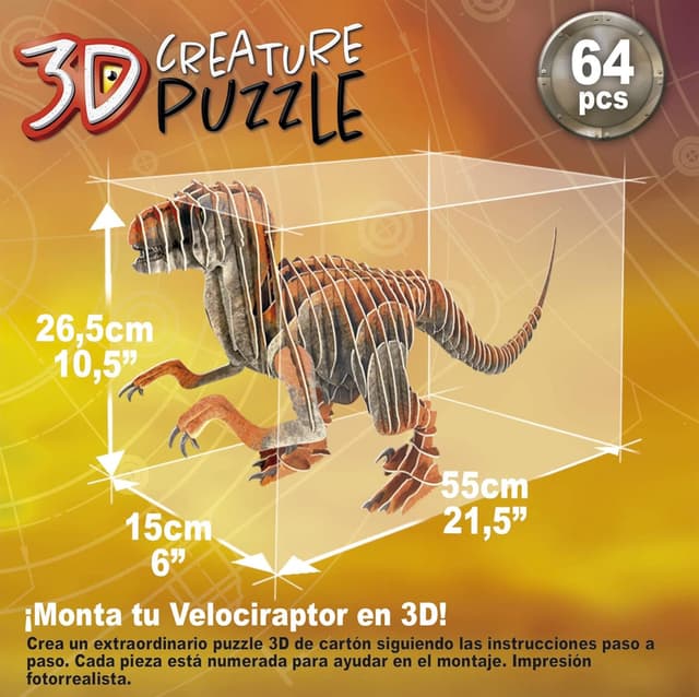 Thumbnail 2 de Educa Puzzle 3D Velociraptor 🦖 Set de construcción de Dinosaurios