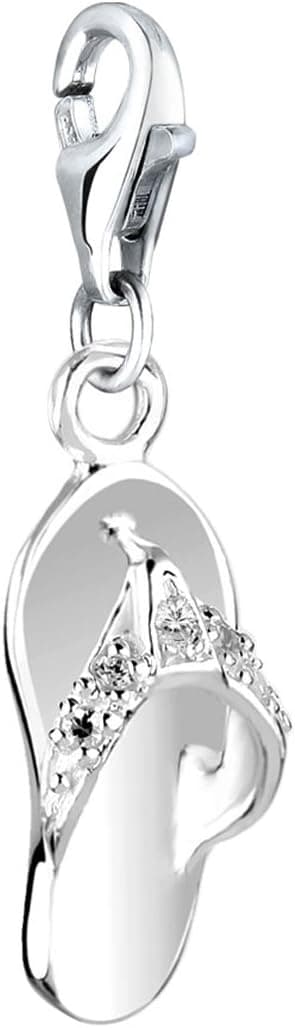 Detalle de Nenalina Sandale Zehentrenner Karabiner Charm Anhänger aus 925 Sterling Silber (716004-019) für Bettelarmbänder