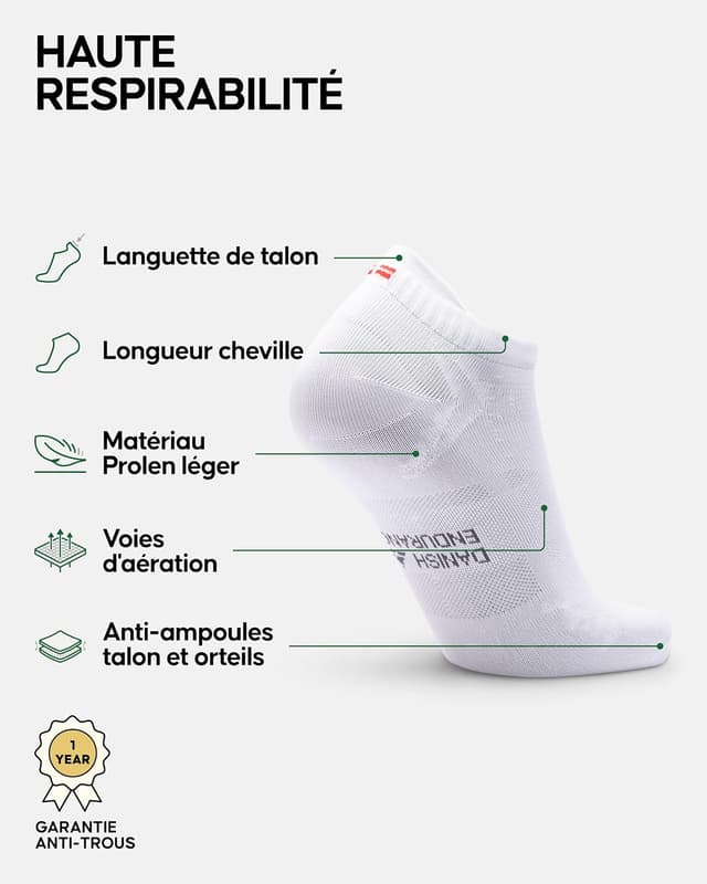 Detalle 2 de Danish Endurance Chaussettes de course respirantes basses (lot de 3) unisex