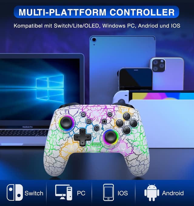 Detalle de HELLCOOL Switch Controller – kabelloser Switch/Lite/OLED Controller mit präziser Motion-Steuerung, Dual Vibration und Turbo
