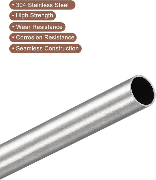 Detalle de Edelstahlrohr 304 von sourcing map, nahtlos und gerade (200 mm Länge, 10 mm Außendurchmesser, 0,8 mm Wandstärke)